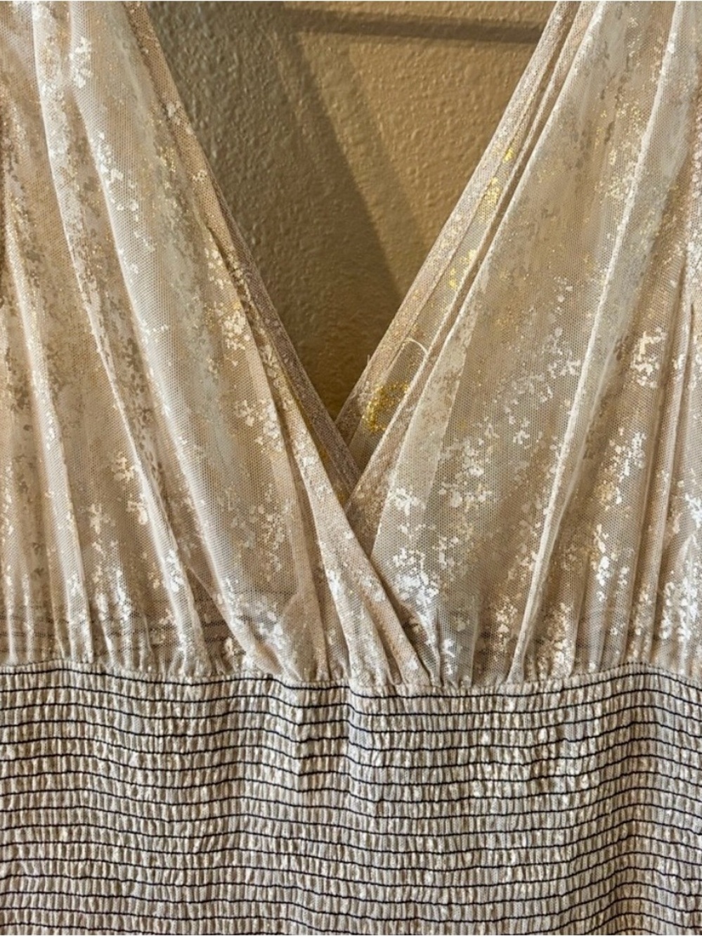 Vintage Free People Black & Gold Metallic Dee Dress - Lined Size Small - Picture 2 of 12